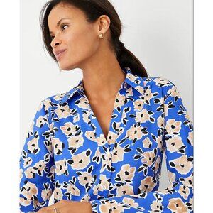 Ann Taylor Womens XL Floral Button Up Essential Shirt Long Sleeve Blouse Top